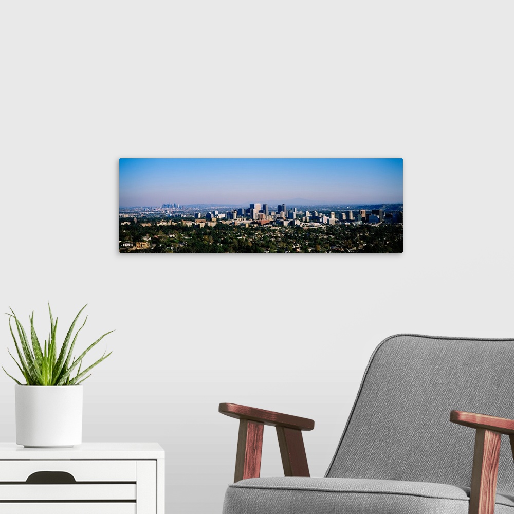 A modern room featuring High angle view of buildings in a city, Century City, City of Los Angeles, California, USA