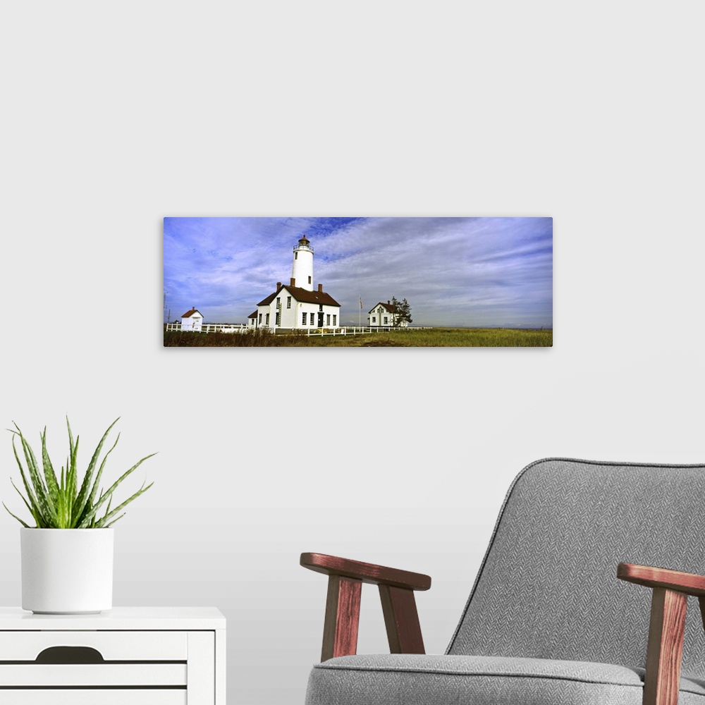 A modern room featuring Lighthouse on a landscape, Dungeness Lighthouse, Washington State