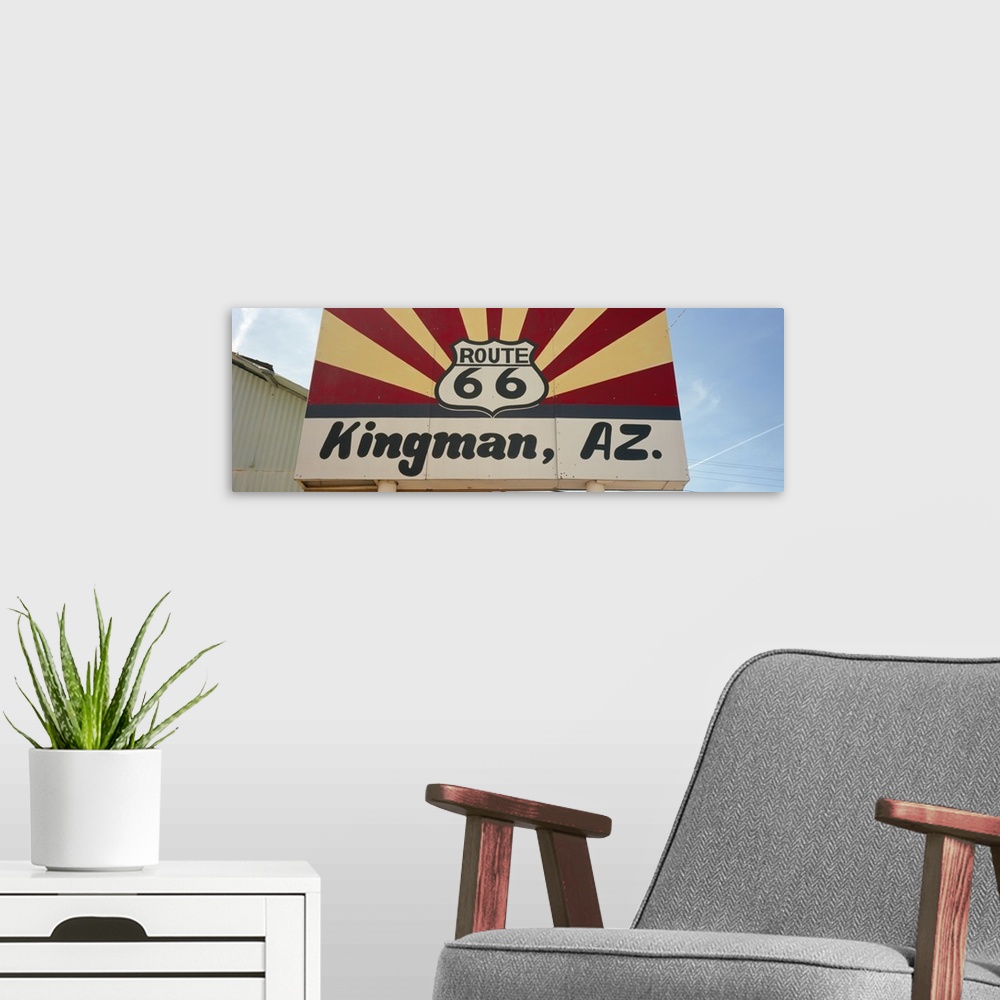 A modern room featuring Low angle view of a road sign Route 66 Kingman Mohave County Arizona