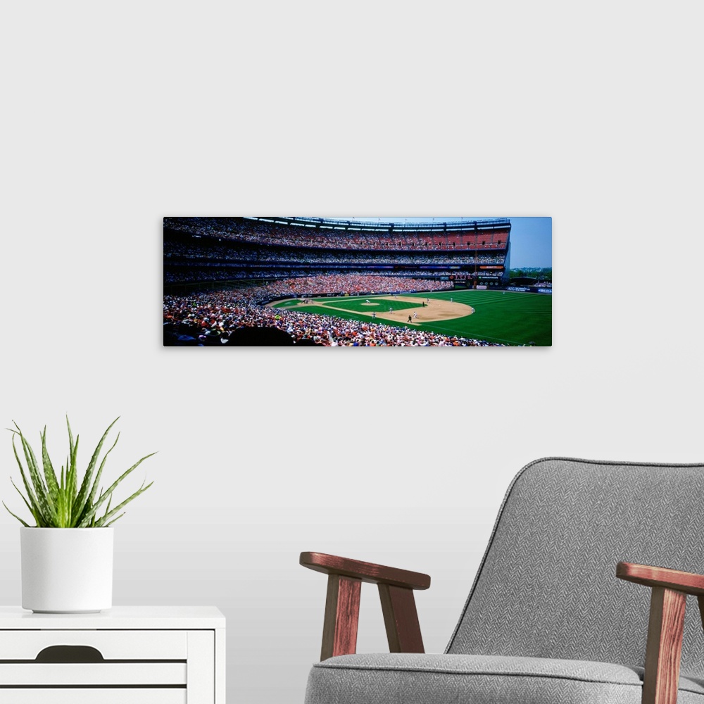 A modern room featuring Spectators in a baseball stadium, Shea Stadium, Flushing, Queens, New York City, New York State, USA