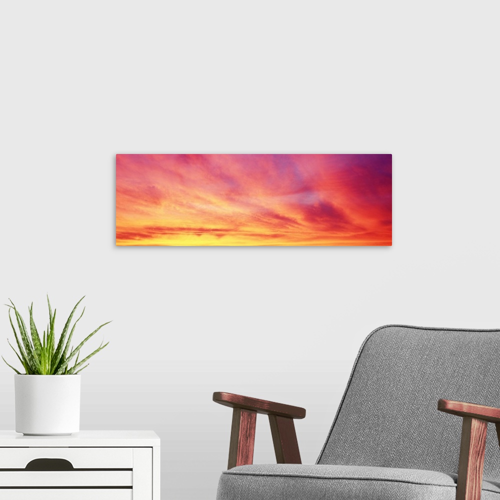 A modern room featuring Sunset Colorful Clouds