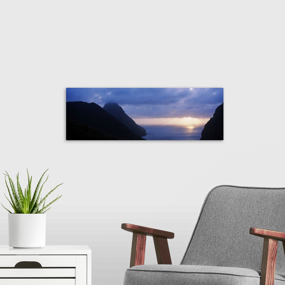 A modern room featuring Sunset The Pitons St Lucia Windward Islands