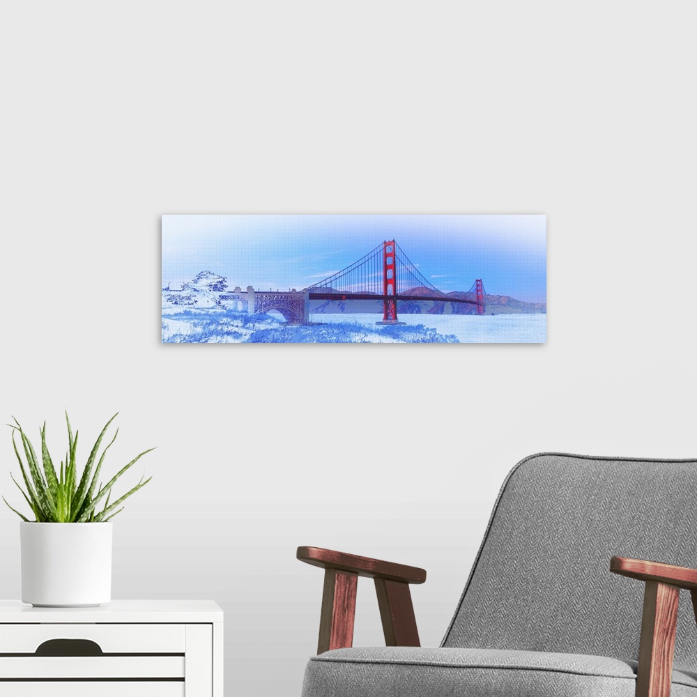 A modern room featuring Suspension bridge over the Pacific Ocean, Golden Gate Bridge, San Francisco, San Francisco County...