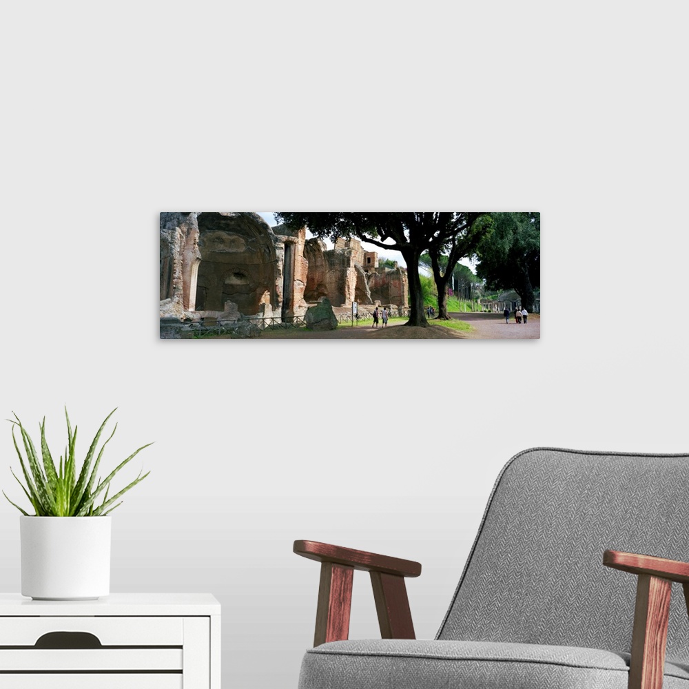 A modern room featuring Tourists at a villa, Hadrian's Villa, Tivoli, Lazio, Italy