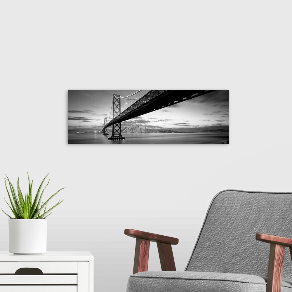 A modern room featuring Twilight, Bay Bridge, San Francisco, California