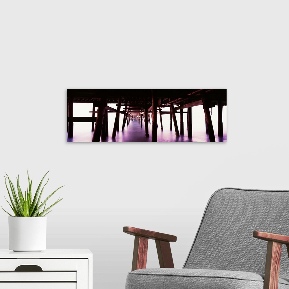 A modern room featuring Underneath view of San Clemente Pier, San Clemente, Orange County, California, USA