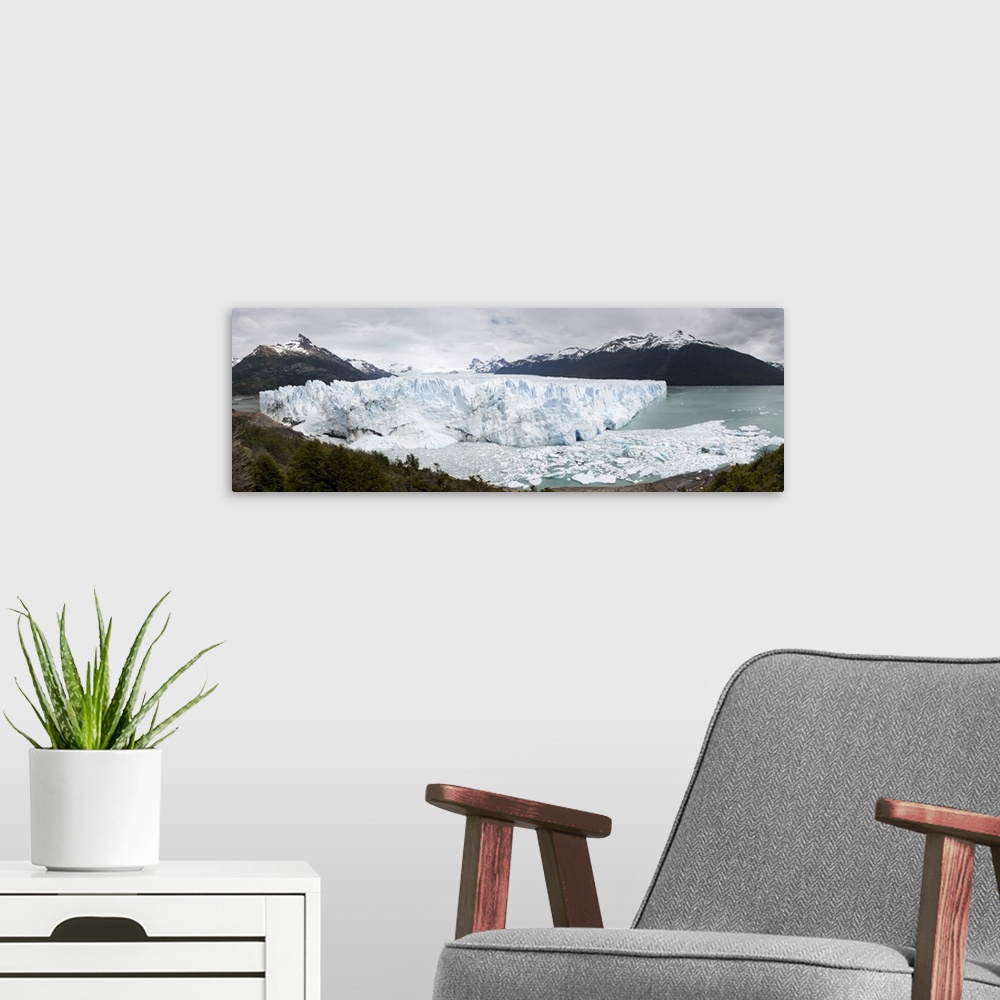 A modern room featuring Perito Moreno Glacier on Lago Argentino, El Calafate, Parque Nacional Los Glaciares, UNESCO World...