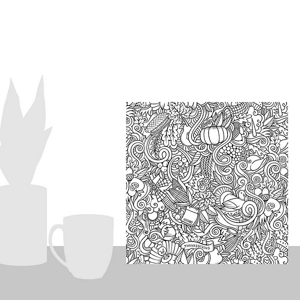 A scale-illustration room featuring Thanksgiving Doodle II