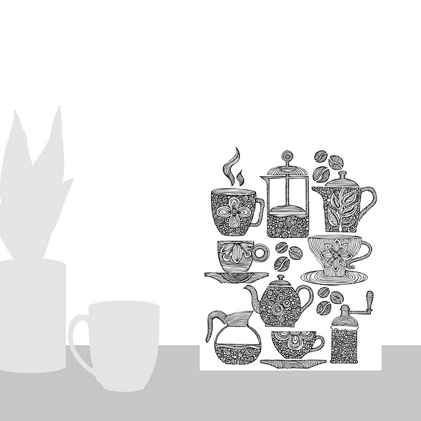 A scale-illustration room featuring Have Some Coffee - Black And White