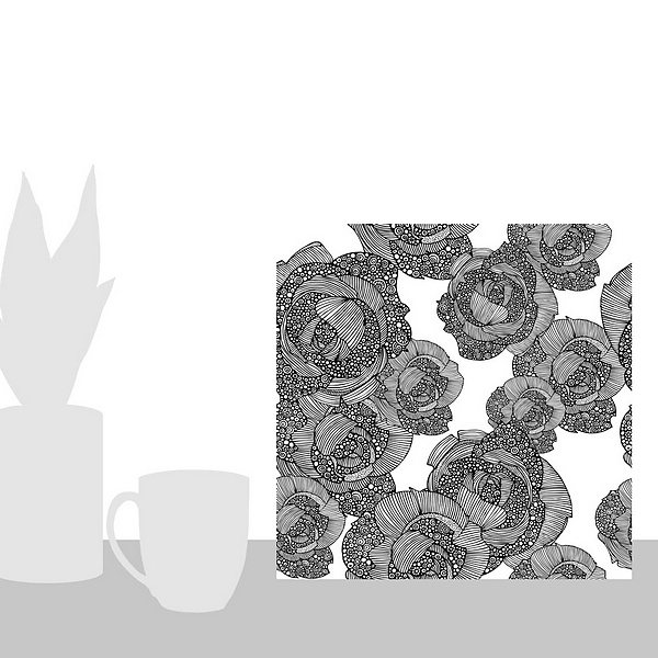 A scale-illustration room featuring Orange Roses - Black And White