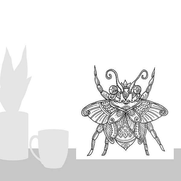 A scale-illustration room featuring Beetle II