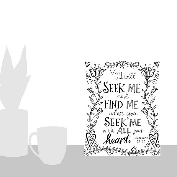 A scale-illustration room featuring You Will Seek Me and Find Me