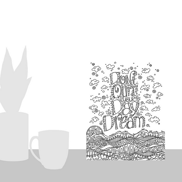 A scale-illustration room featuring Color Me - Don't Quit Your Daydream