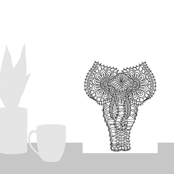 A scale-illustration room featuring Color Me - Elephant