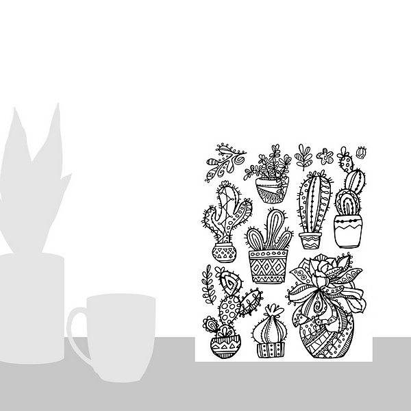 A scale-illustration room featuring Color Me - Succulents