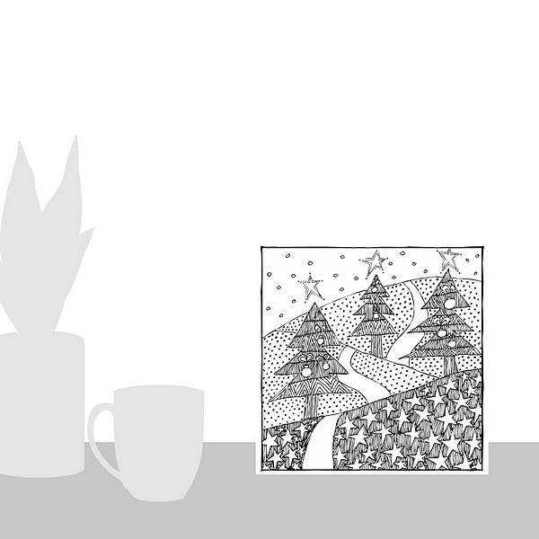 A scale-illustration room featuring Three Christmas Trees Coloring