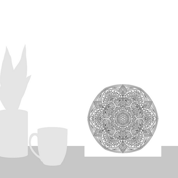 A scale-illustration room featuring Digital Mandala IV