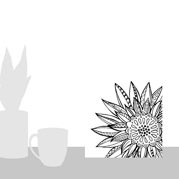 A scale-illustration room featuring Color Me - Sunflowers