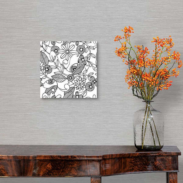A traditional room featuring Birds And Flowers - Black And White