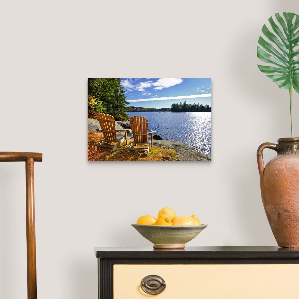 Adirondack Chairs At Lake Shore Wall Art, Canvas Prints, Framed Prints ...