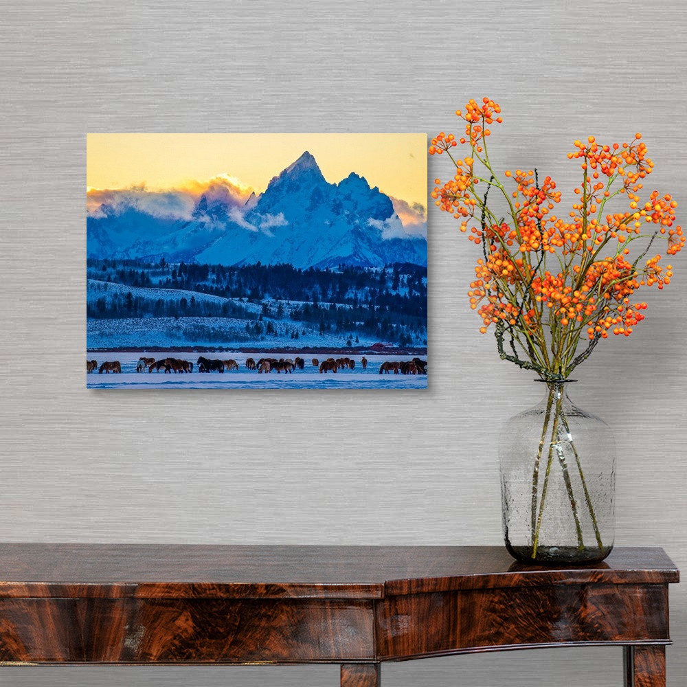 Scenic view of the Grand Teton Mountains in Wyoming Wall Art, Canvas ...