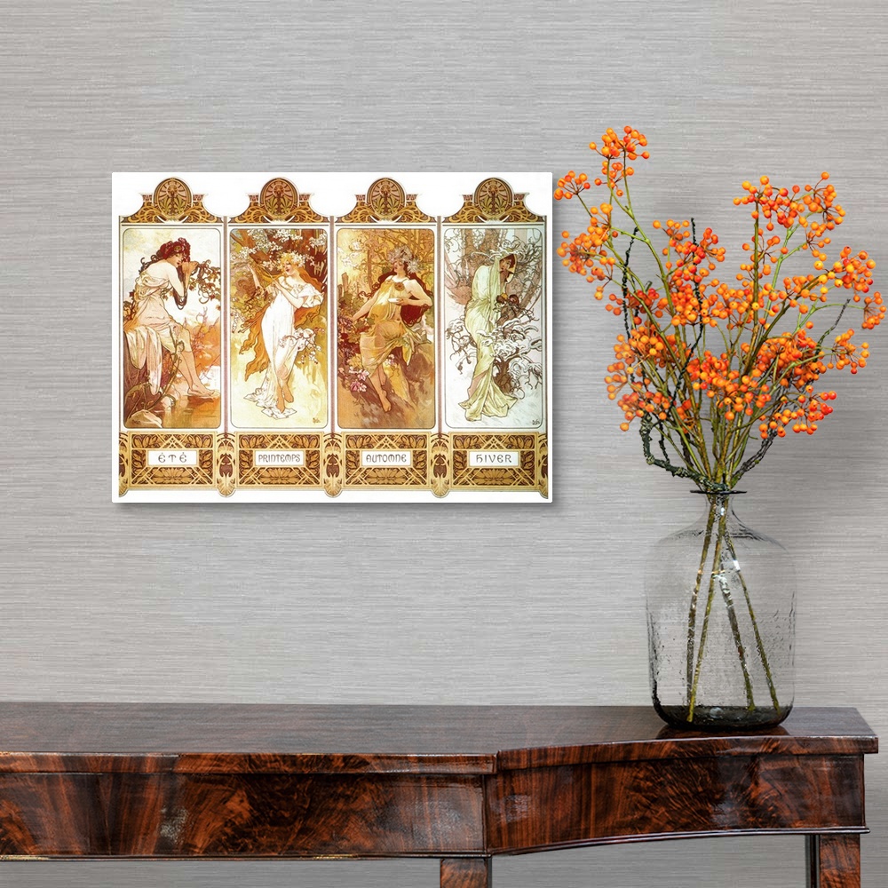 Mucha: Four Seasons, C1897, Lithograph poster Wall Art, Canvas Prints ...