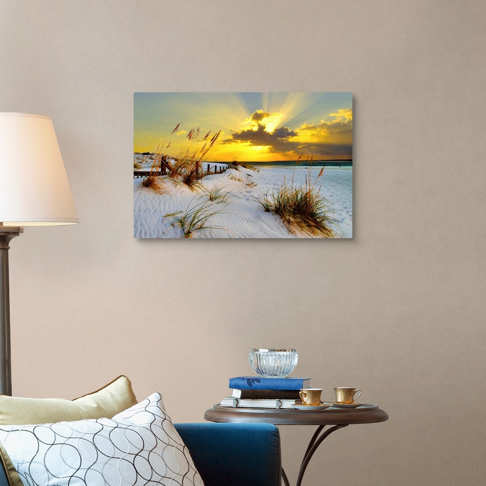 Landscape Photography Beach Golden Sunset Wall Art, Canvas Prints ...