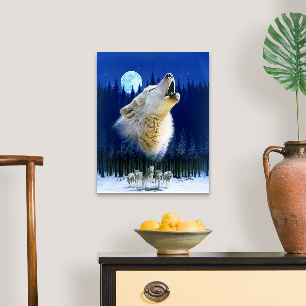 Howling Wolf Wall Art, Canvas Prints, Framed Prints, Wall Peels | Great ...