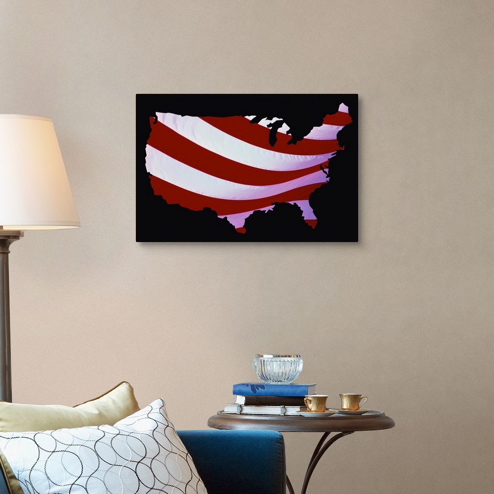 Map of United States with Flag Wall Art, Canvas Prints, Framed Prints ...