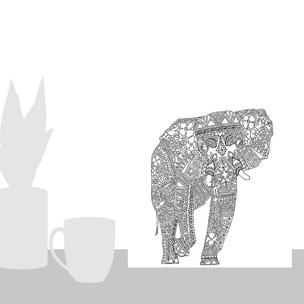 A scale-illustration room featuring Painted Elephant