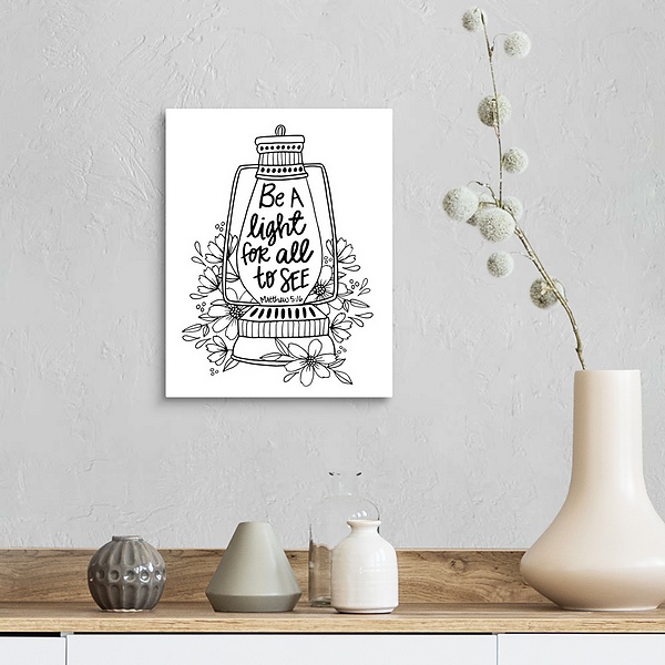 A farmhouse room featuring Be A Light For All To See Handlettered Coloring