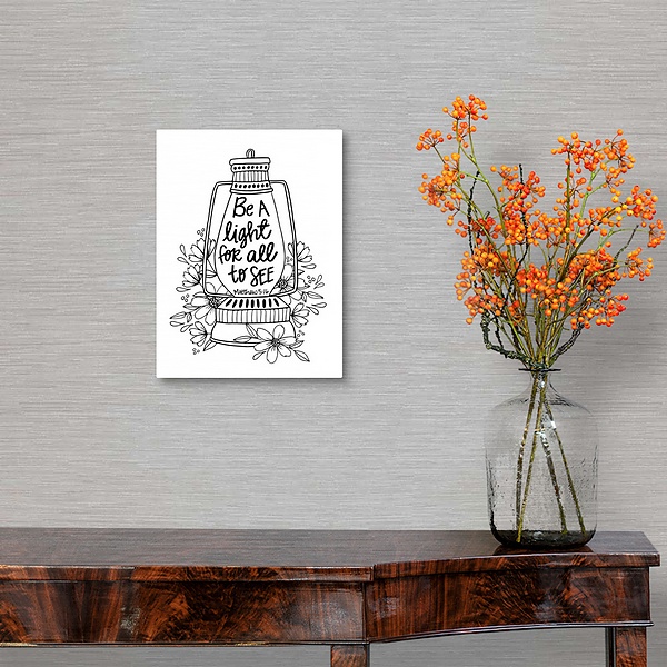A traditional room featuring Be A Light For All To See Handlettered Coloring