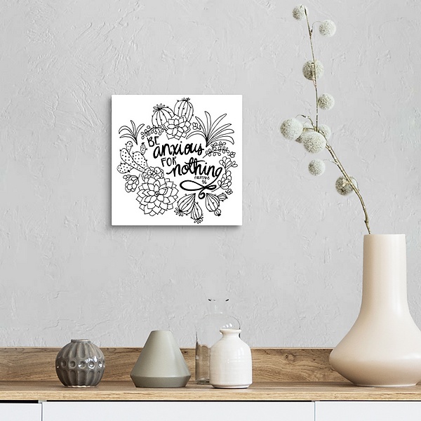 A farmhouse room featuring Be Anxious For Nothing Handlettered Coloring