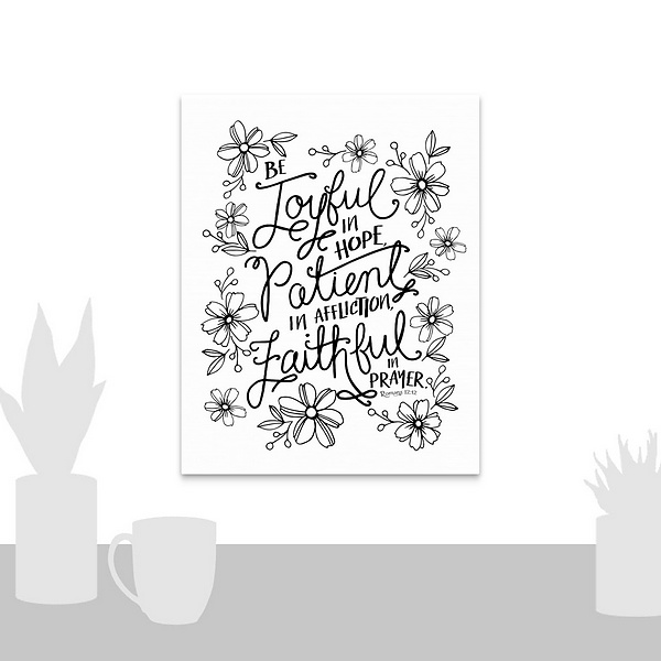 A scale-illustration room featuring Be Joyful In Hope Handlettered Coloring