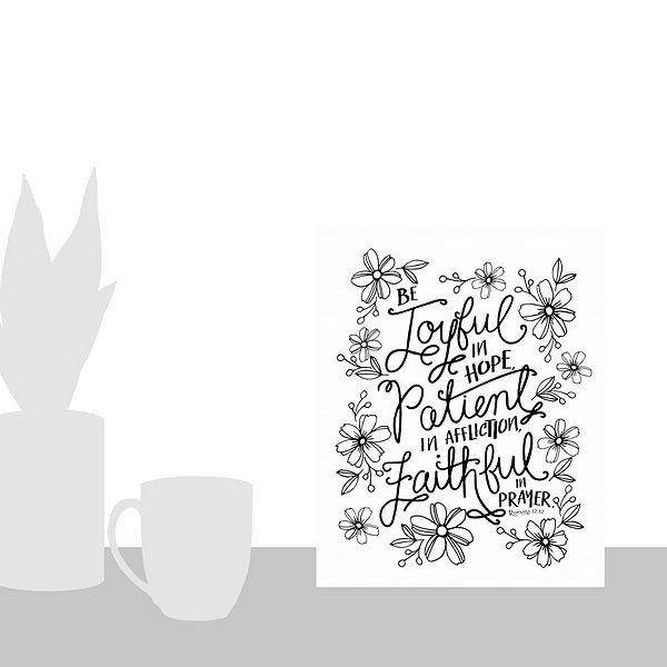 A scale-illustration room featuring Be Joyful In Hope Handlettered Coloring