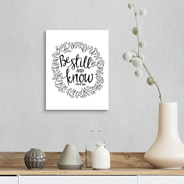 A farmhouse room featuring Be Still And Know Handlettered Coloring