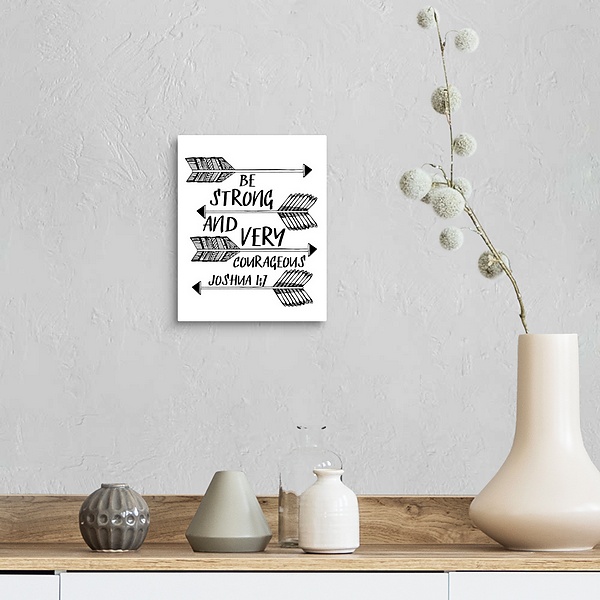 A farmhouse room featuring Be Strong And Very Courageous Handlettered Coloring