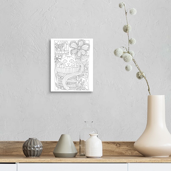 A farmhouse room featuring Cat In Flowerpot Coloring