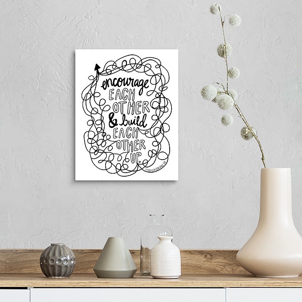 A farmhouse room featuring Encourage Each Other Handlettered Coloring