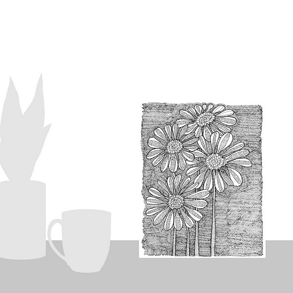 A scale-illustration room featuring Four Gerberas Coloring