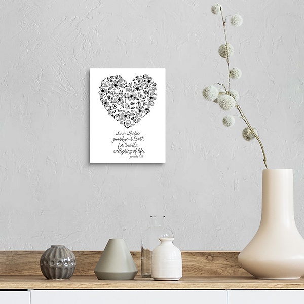 A farmhouse room featuring Guard Your Heart Handlettered Coloring