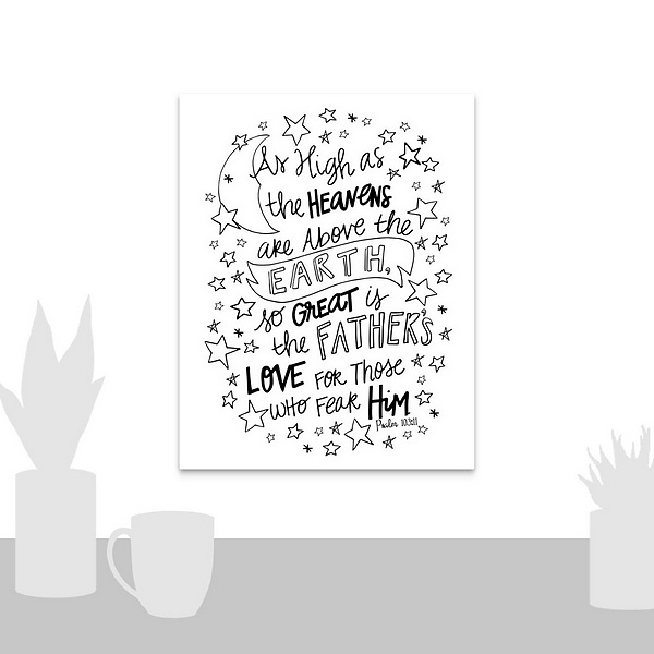 A scale-illustration room featuring So Great Is The Father's Love Handlettered Coloring