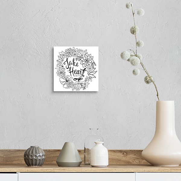 A farmhouse room featuring Take Heart Handlettered Coloring