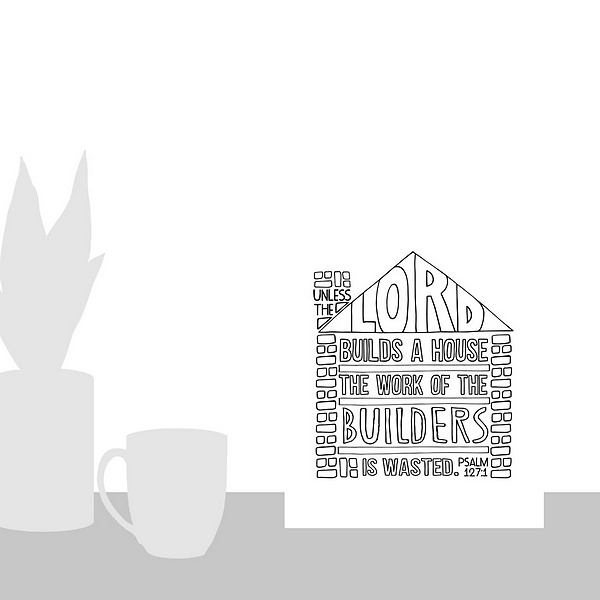 A scale-illustration room featuring The Lord's House Handlettered Coloring