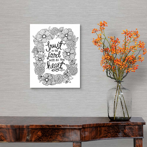 A traditional room featuring Trust In The Lord With All Your Heart Handlettered Coloring