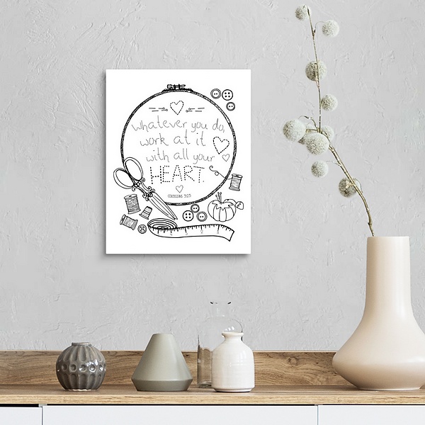 A farmhouse room featuring Whatever You Do Handlettered Coloring