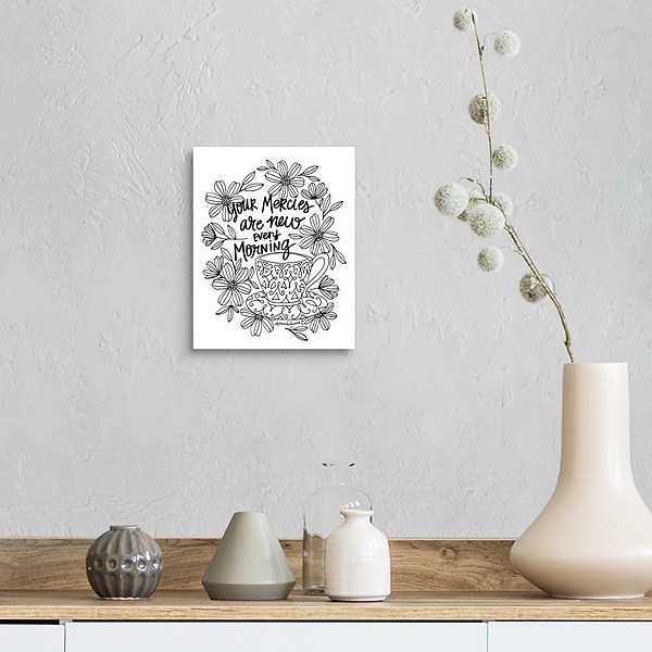 A farmhouse room featuring Your Mercies Are New Every Morning Handlettered Coloring