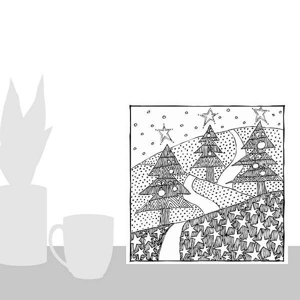 A scale-illustration room featuring Three Christmas Trees Coloring