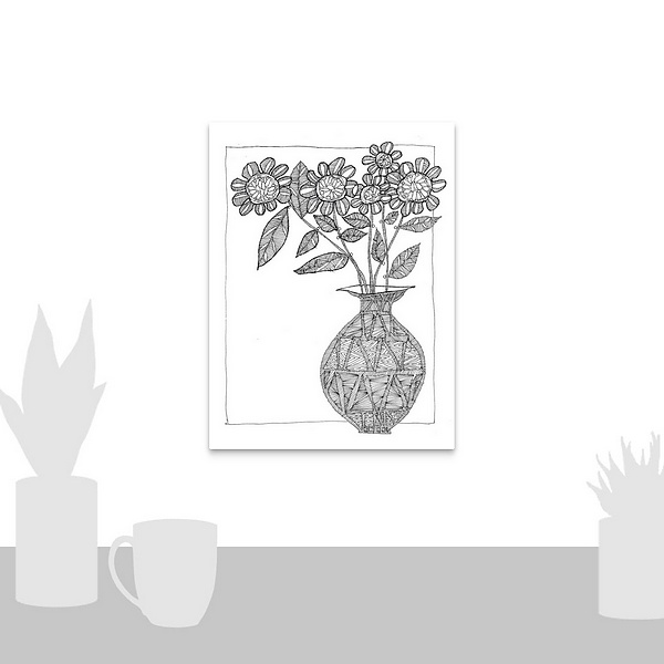 A scale-illustration room featuring Vase With Gerberas Coloring
