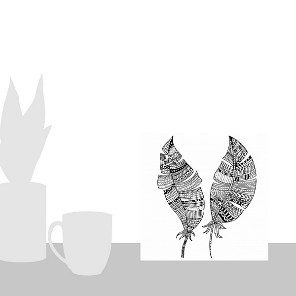 A scale-illustration room featuring Tribal Patterned Feathers